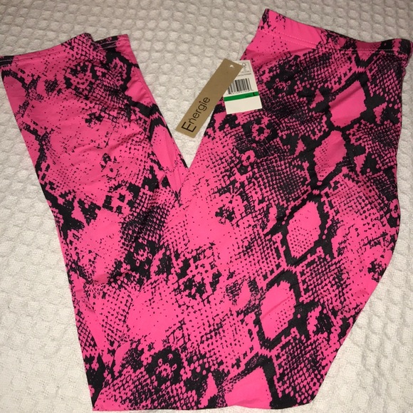 Hot Pink Snake Skin Print Leggings 
